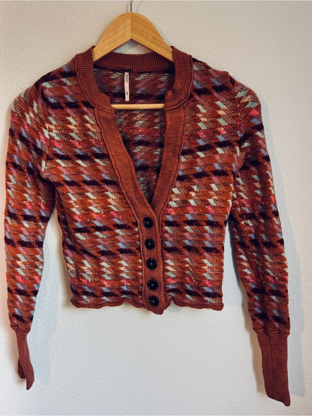 Free People Retro Romance Knit Button Front Cardigan Size XS